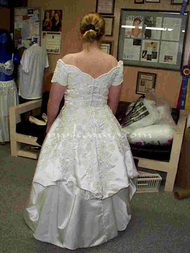 pinning up wedding dress train